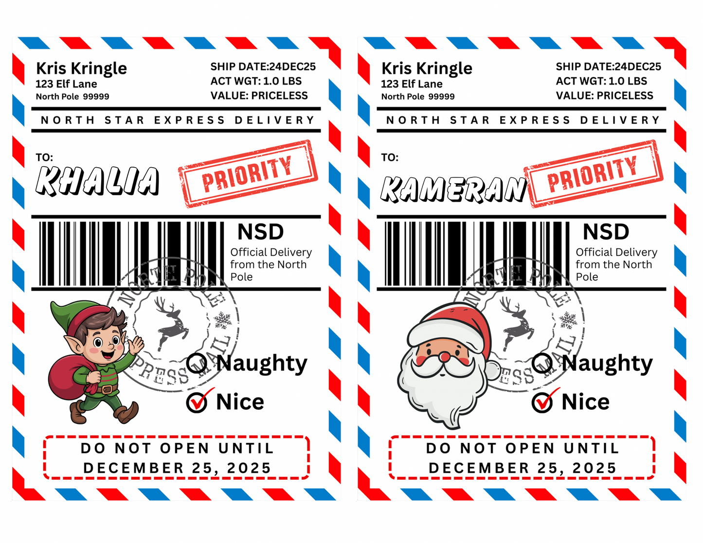 Christmas labels (customized)