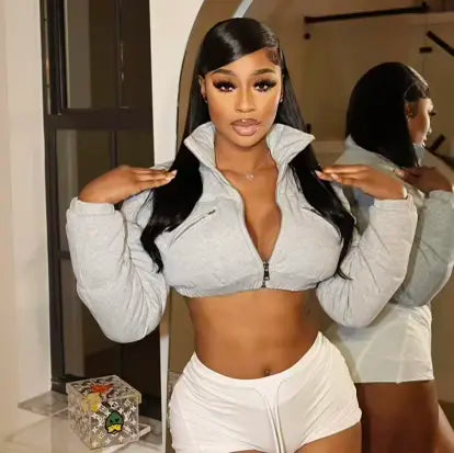 Long Sleeve Puffer Crop Jacket