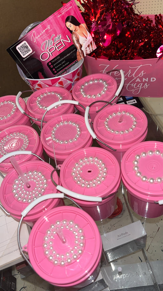 Viral pink bucket bedazzled